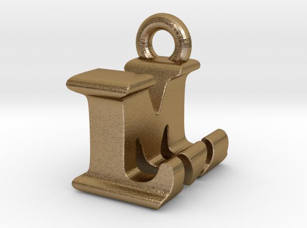 3D Monogram Pendant - LMF1 in Polished Gold Steel