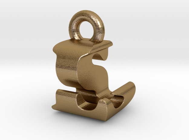 3D Monogram Pendant - LSF1 in Polished Gold Steel
