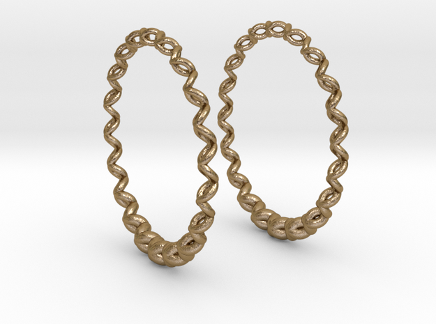 Knitted Hoop Earrings 60mm in Polished Gold Steel