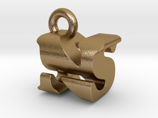 3D Monogram Pendant - NSF1 in Polished Gold Steel