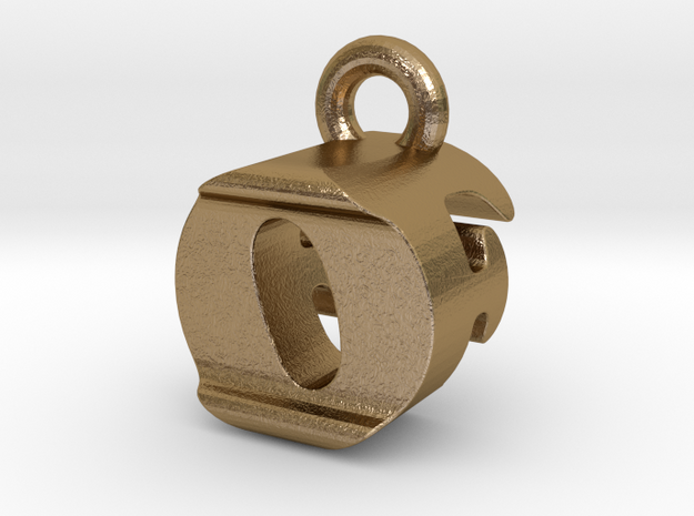 3D Monogram Pendant - OFF1 in Polished Gold Steel