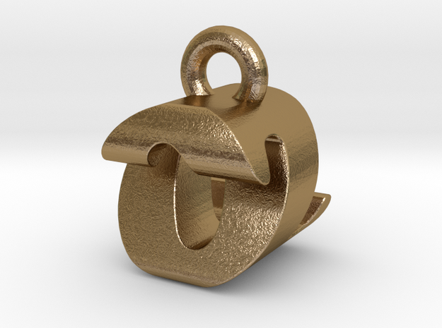 3D Monogram Pendant - OZF1 in Polished Gold Steel