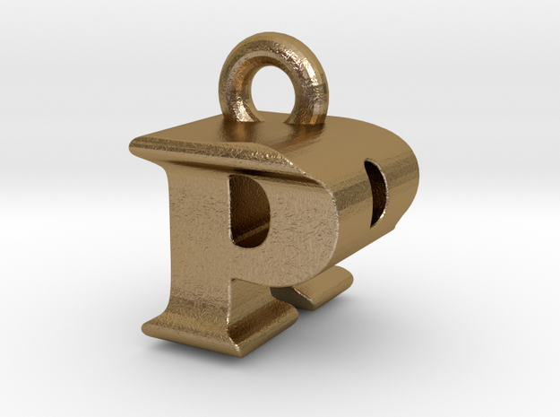 3D Monogram Pendant - PRF1 in Polished Gold Steel