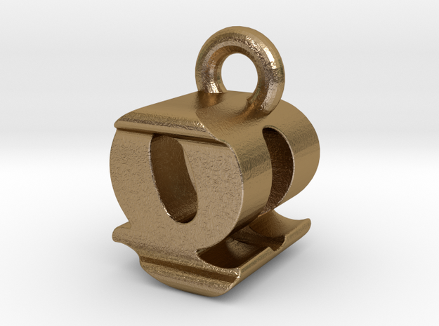 3D Monogram - QDF1 in Polished Gold Steel