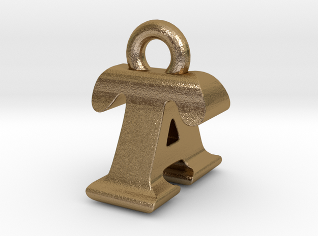 3D Monogram - TAF1 in Polished Gold Steel
