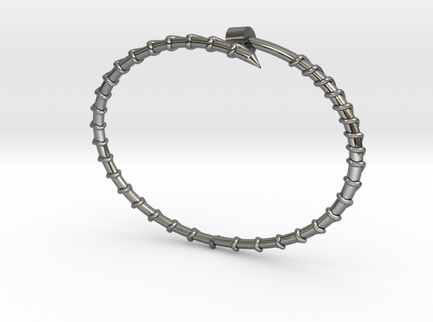 Dainty Screw Bracelet -Large in Fine Detail Polished Silver