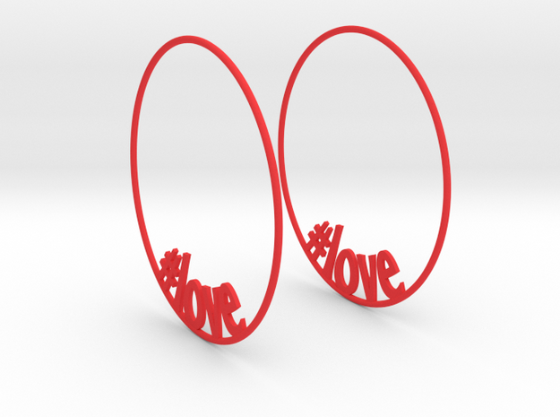 Hashtag Love Hoop Earrings 60mm in Red Processed Versatile Plastic