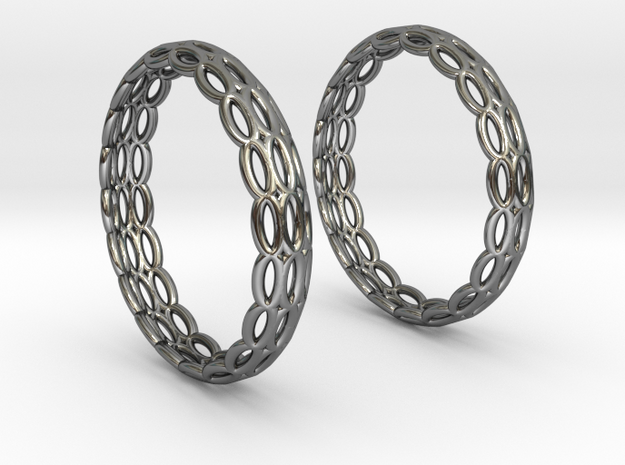 Wired Beauty 4 Hoop Earrings 30mm in Fine Detail Polished Silver