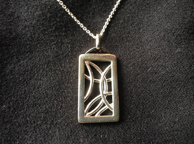 Framed Pendant in Fine Detail Polished Silver