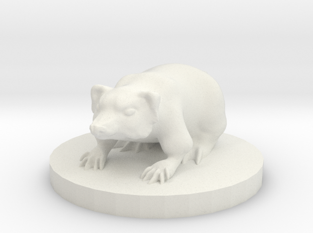 Small Badger Miniature in White Natural Versatile Plastic
