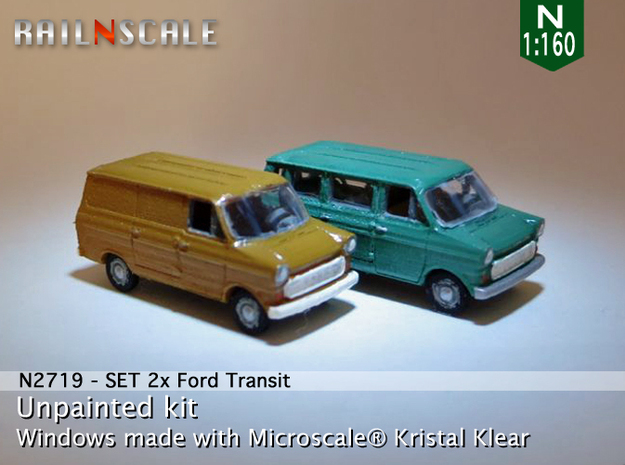 SET 2x Ford Transit (N 1:160) in Tan Fine Detail Plastic