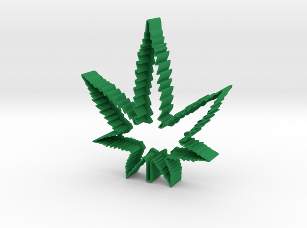 Weed Leaf Cookie Cutter in Green Processed Versatile Plastic