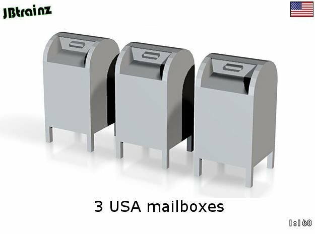3 USA mailboxes (1:160) in Smooth Fine Detail Plastic