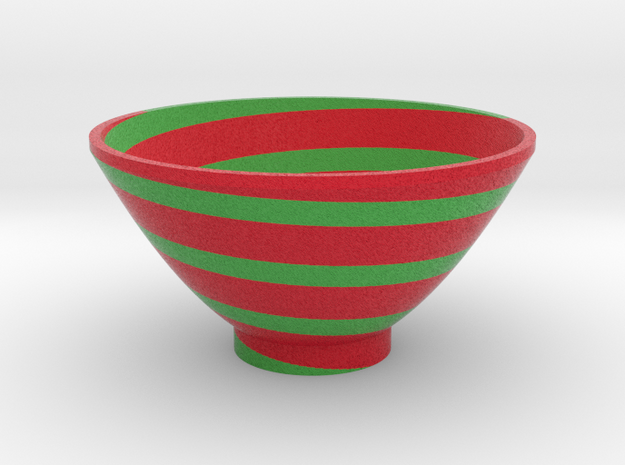 DRAW bowl - spiral red green in Full Color Sandstone