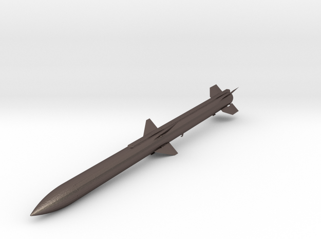 Small Aircraft Missile in Polished Bronzed Silver Steel