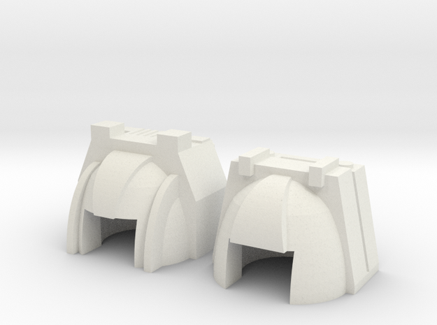 Robohelmets: Tough Guy and Grump-bot v2 in White Natural Versatile Plastic