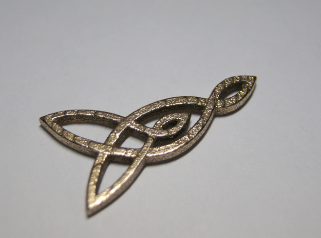 Triquetra Celtic Necklace Left Piece in Polished Bronzed Silver Steel