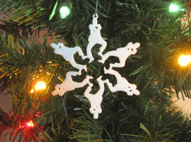 Snowflake Gangnam Style Ornament in White Natural Versatile Plastic