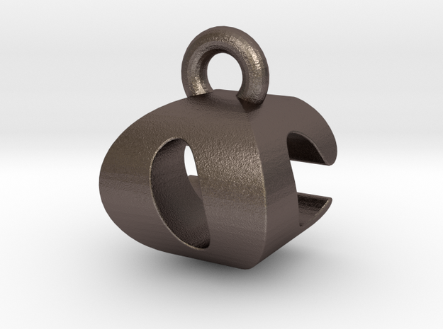 3D Monogram Pendant - OCF1 in Polished Bronzed Silver Steel