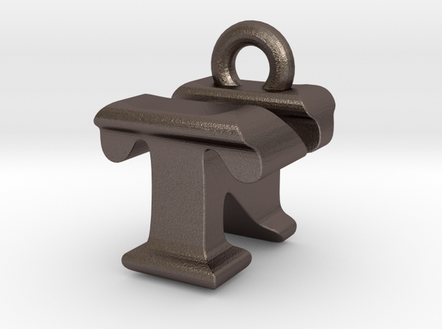 3D Monogram - TNF1 in Polished Bronzed Silver Steel