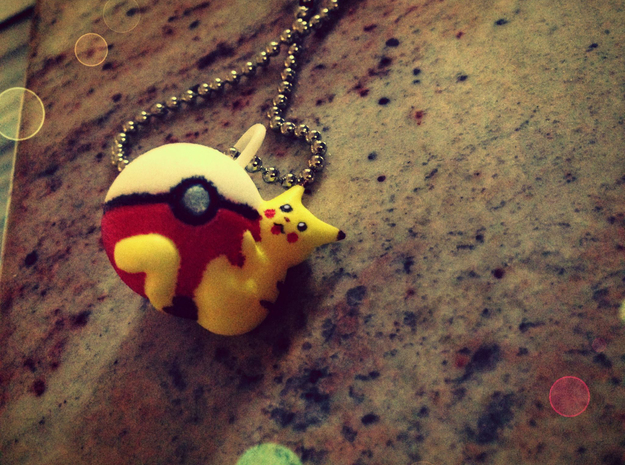 Pikachu on a Pokeball Charm in White Processed Versatile Plastic