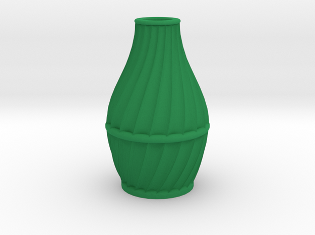 Scalloped Vase Neck Spiral Small in Green Processed Versatile Plastic