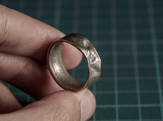 The Crumple Ring - 21mm Dia in Polished Bronzed Silver Steel