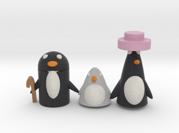 A Penguin Family  in Full Color Sandstone