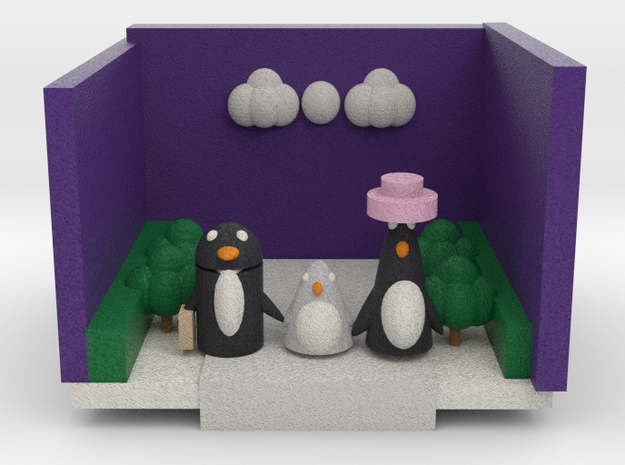 A Penguin Family Out For A Walk  in Full Color Sandstone