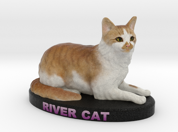 Custom Cat Figurine - River Cat in Full Color Sandstone