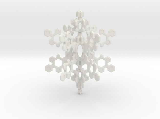 Small 3d Hex Based Snowflake in White Natural Versatile Plastic