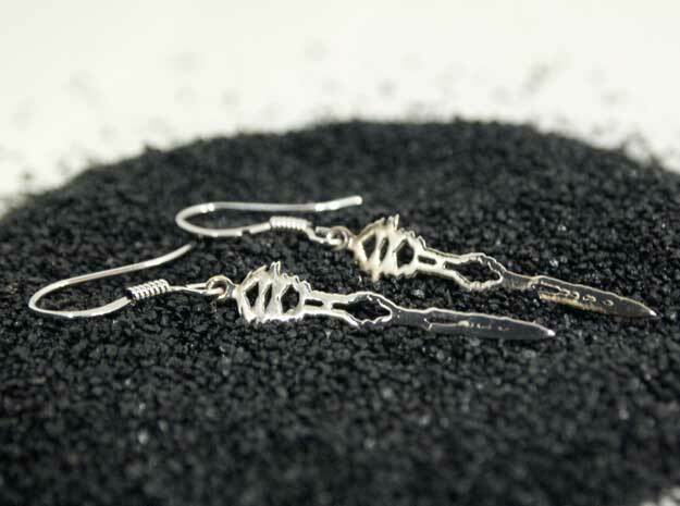 "I Love You" Sound Wave Earrings in Fine Detail Polished Silver