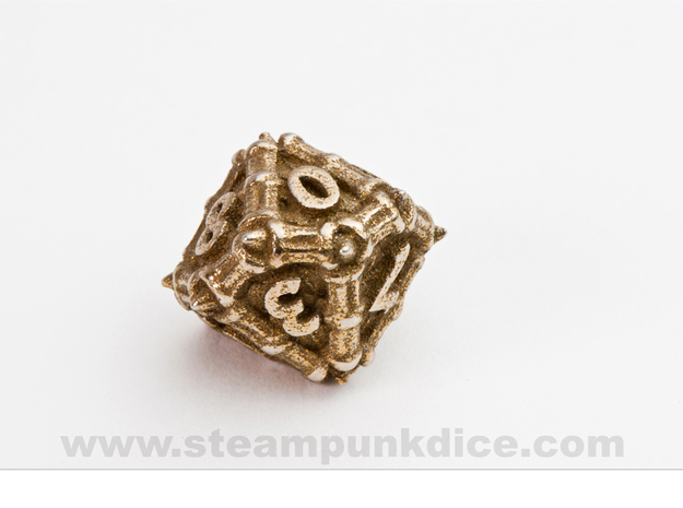 Dragon d10 in Polished Bronzed Silver Steel