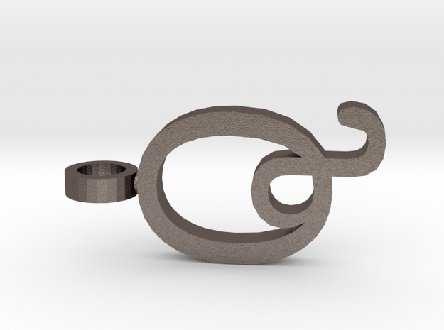 Q Letter Pendant in Polished Bronzed Silver Steel