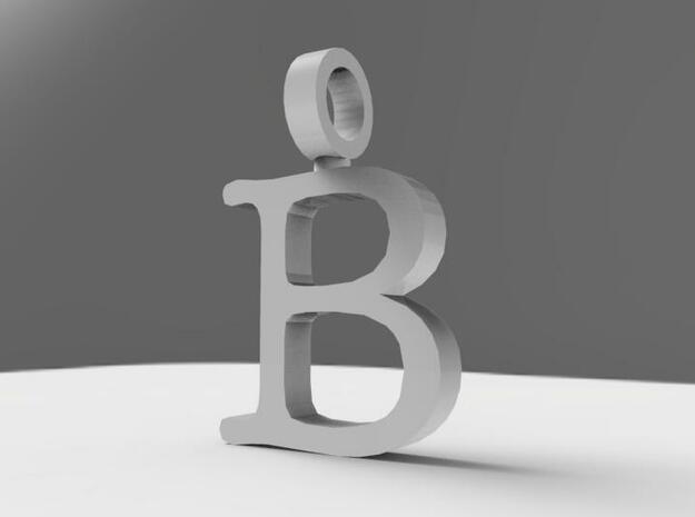 B Letter Pendant in Polished Bronzed Silver Steel