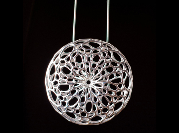Cellular Pendant in Polished Silver