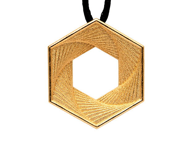 Hex Pendant in Polished Gold Steel