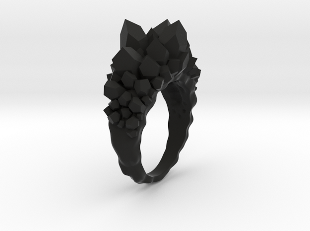 Crystal Ring Size 10 in Black Natural Versatile Plastic