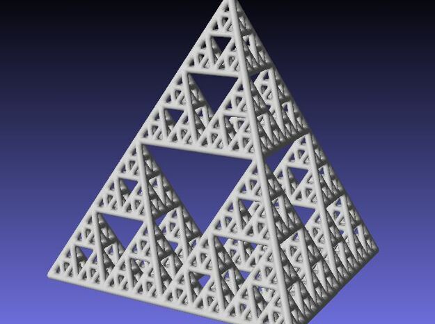 Sierpinski Tetrahedron level 4 in White Natural Versatile Plastic