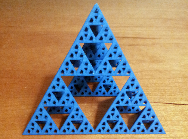 Geometric Sierpinski Tetrahedron level 4 in Blue Processed Versatile Plastic
