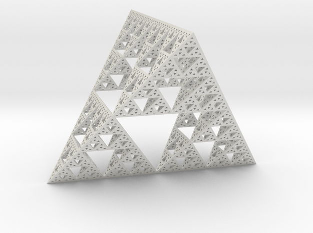Geometric Sierpinski Tetrahedron level 5 in White Natural Versatile Plastic