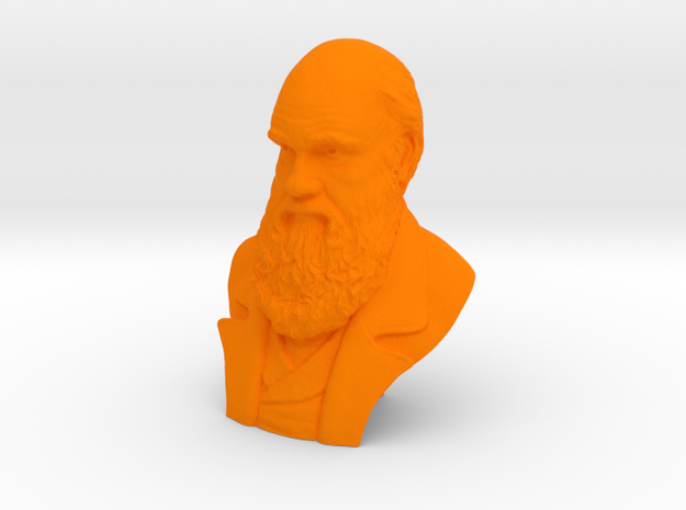 Charles Darwin 2" Bust in Orange Processed Versatile Plastic