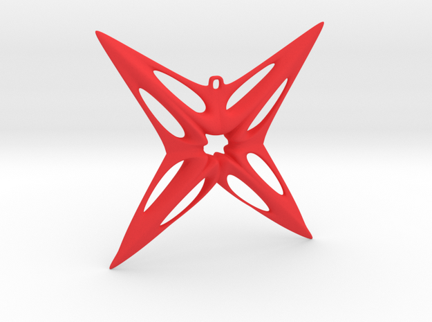 Star Pendant in Red Processed Versatile Plastic