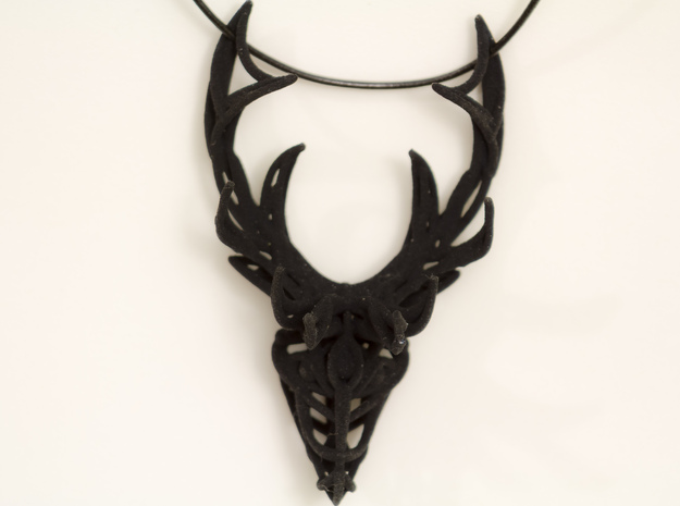 Deer Head Pendant in Black Natural Versatile Plastic