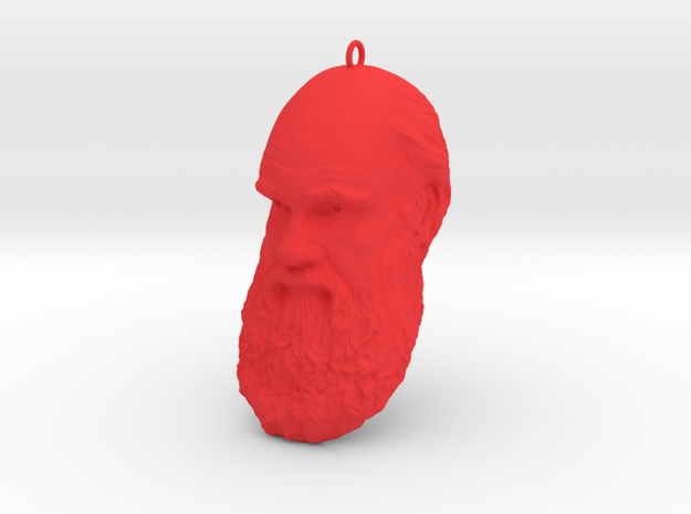 Charles Darwin 6" Head with Hanger, Ornament in Red Processed Versatile Plastic