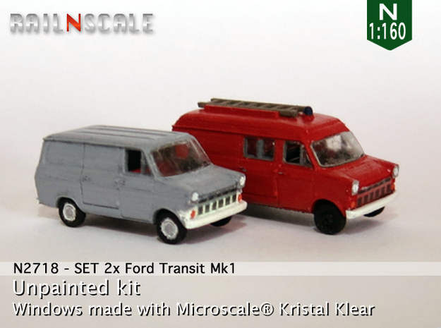 SET 2x Ford Transit Mk1 (N 1:160) in Tan Fine Detail Plastic