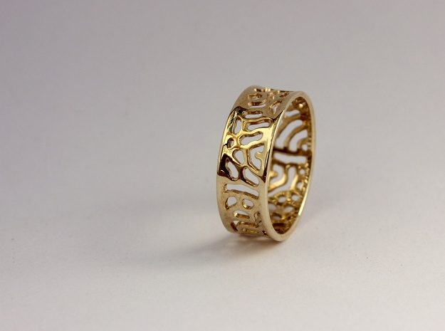 Lattice ring size 7 in Polished Brass