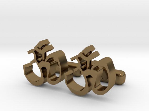 Ohm Symbol Cufflinks, Part of "Spirit" Collection in Polished Bronze