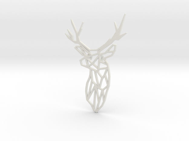 Stag Trophy Head Pendant Broach in White Natural Versatile Plastic