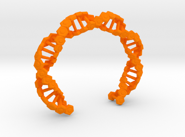 Hex DNA Bracelet BW - 8cm in Orange Processed Versatile Plastic